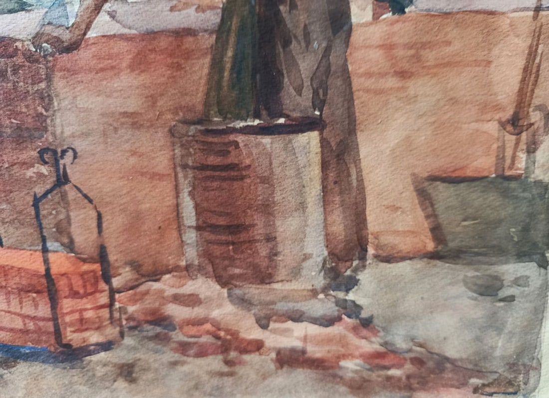 Watercolor painting Daytime construction Unknown artist - 6