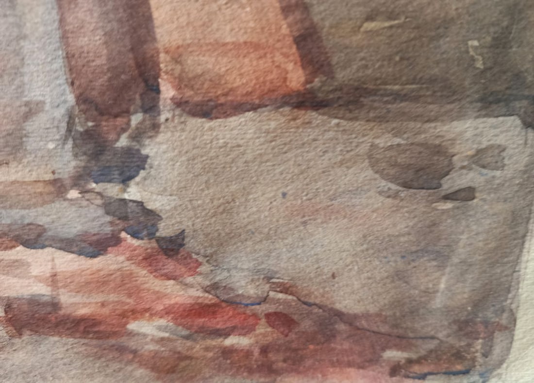 Watercolor painting Daytime construction Unknown artist - 9