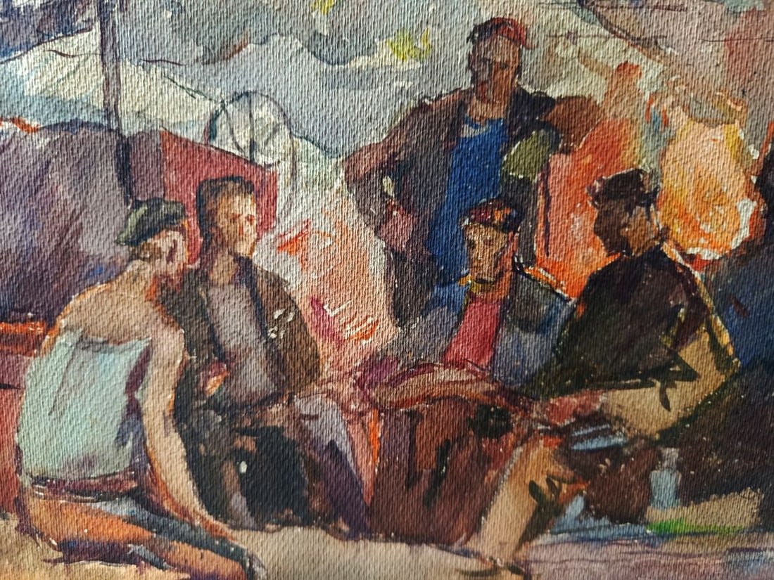 Watercolor painting An evening in company Unknown artist - 2