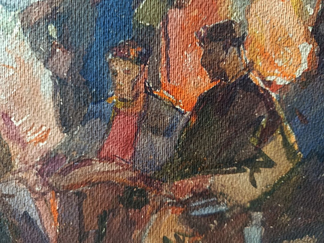 Watercolor painting An evening in company Unknown artist - 5