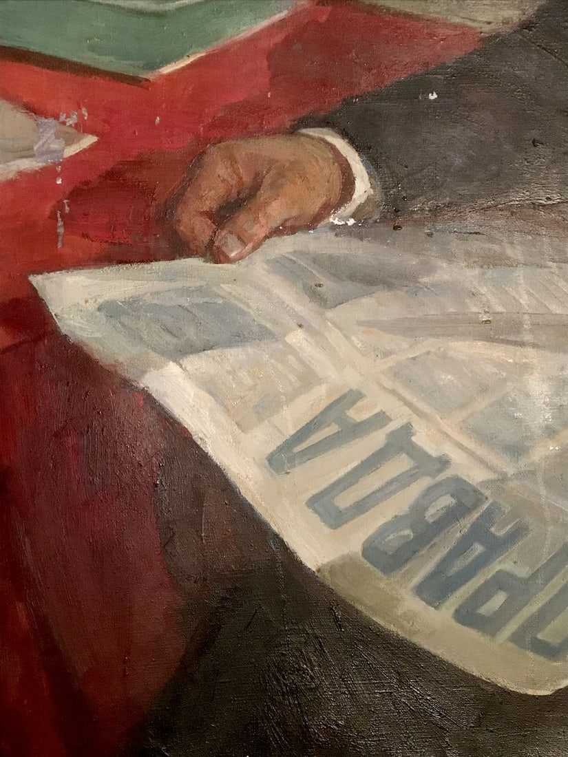 Oil painting Lenin with a newspaper Fedor Zagorodnyuk - 3