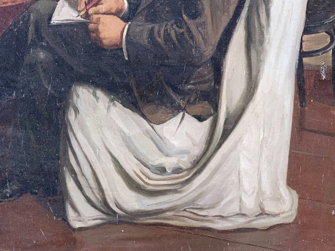 Social realism oil painting Portrait of Lenin reading Unknown artist - 10