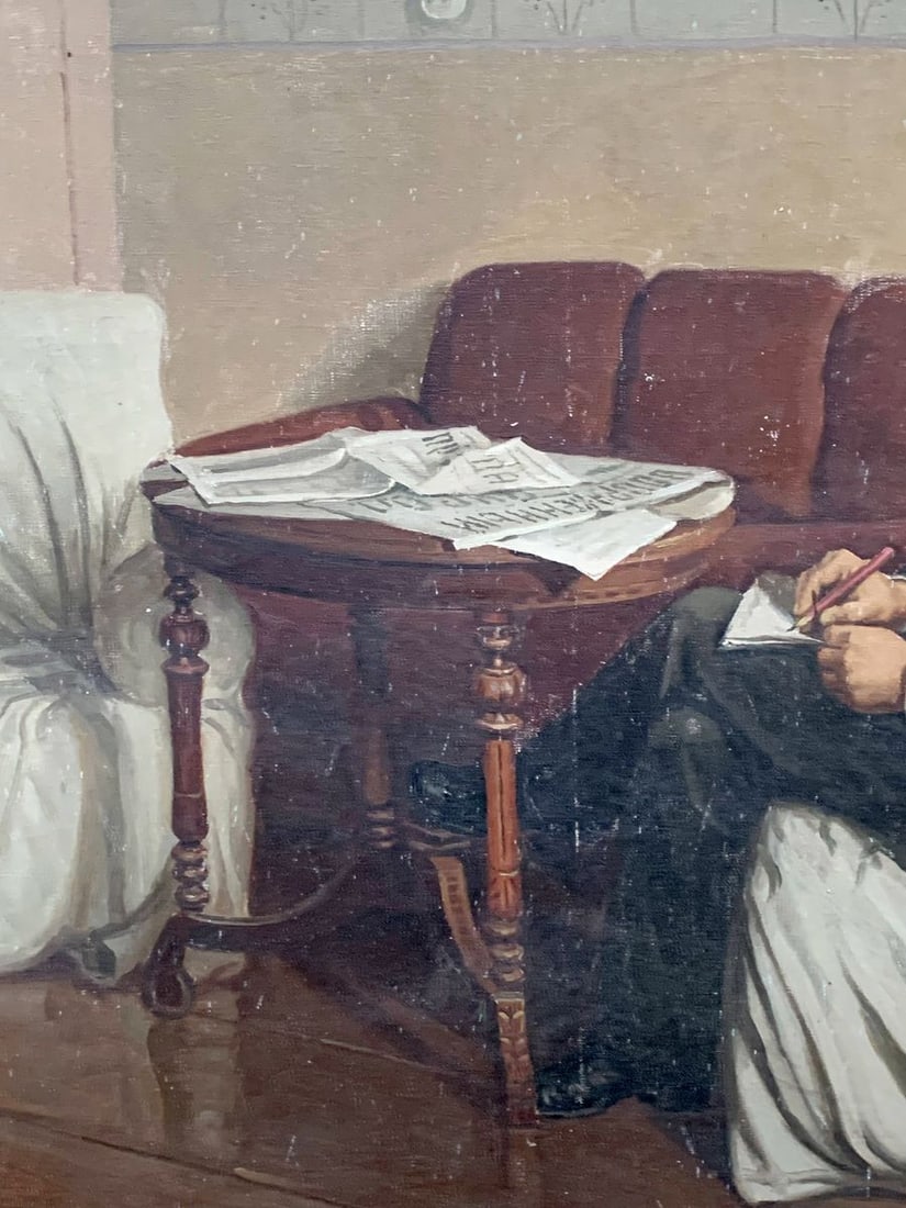 Social realism oil painting Portrait of Lenin reading Unknown artist - 4