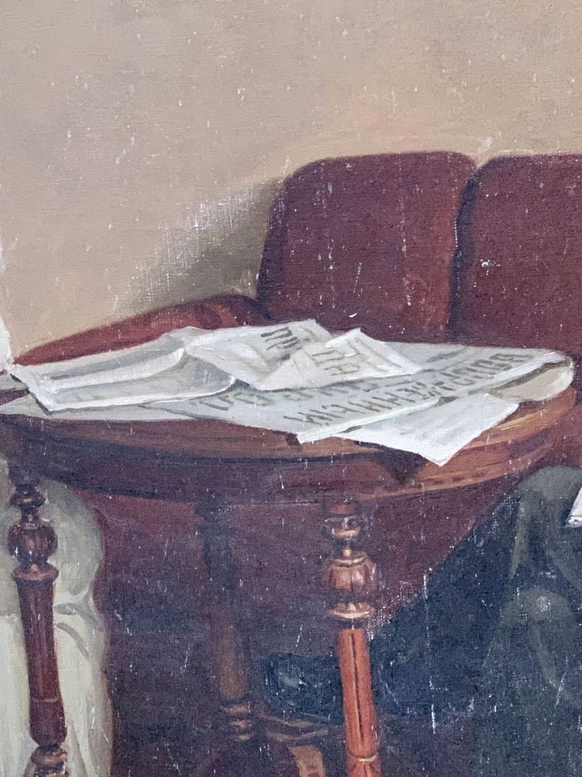 Social realism oil painting Portrait of Lenin reading Unknown artist - 9