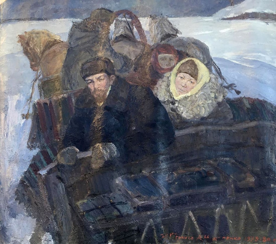 Social realism oil painting Goodbye Shusha Berkuta Kommunar Savelievich Nikolenko Alexander: No.1516AAA *** ABOUT THIS PAINTING *** * TITLE: "Goodbye Shusha" * ARTISTS 1: Berkuta Kommunar Savelievich * ARTISTS 2: Nikolenko Alexander Vasilievich * SIZE: 139x159 cm/'54.72x62.59 inches' * MEDIUM