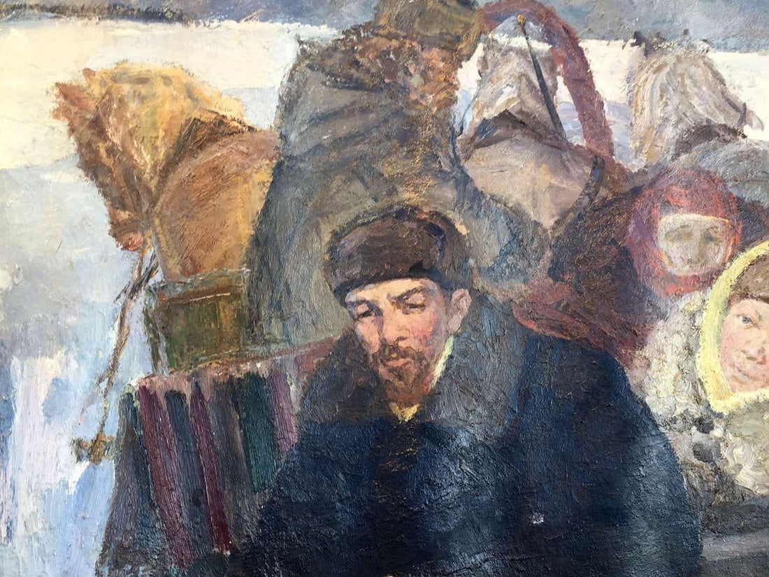 Social realism oil painting Goodbye Shusha Berkuta Kommunar Savelievich Nikolenko Alexander - 8
