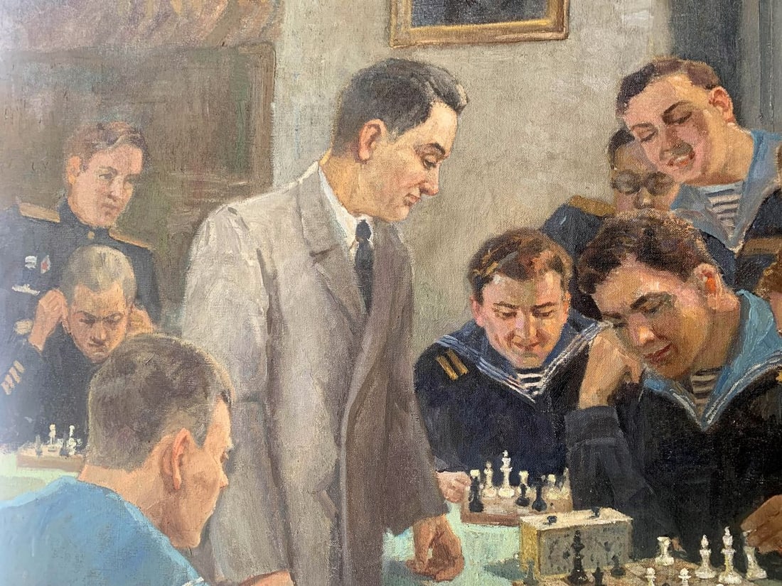 Social realism oil painting Chess tournament Evgeny Ivanovich Danilevsky - 8