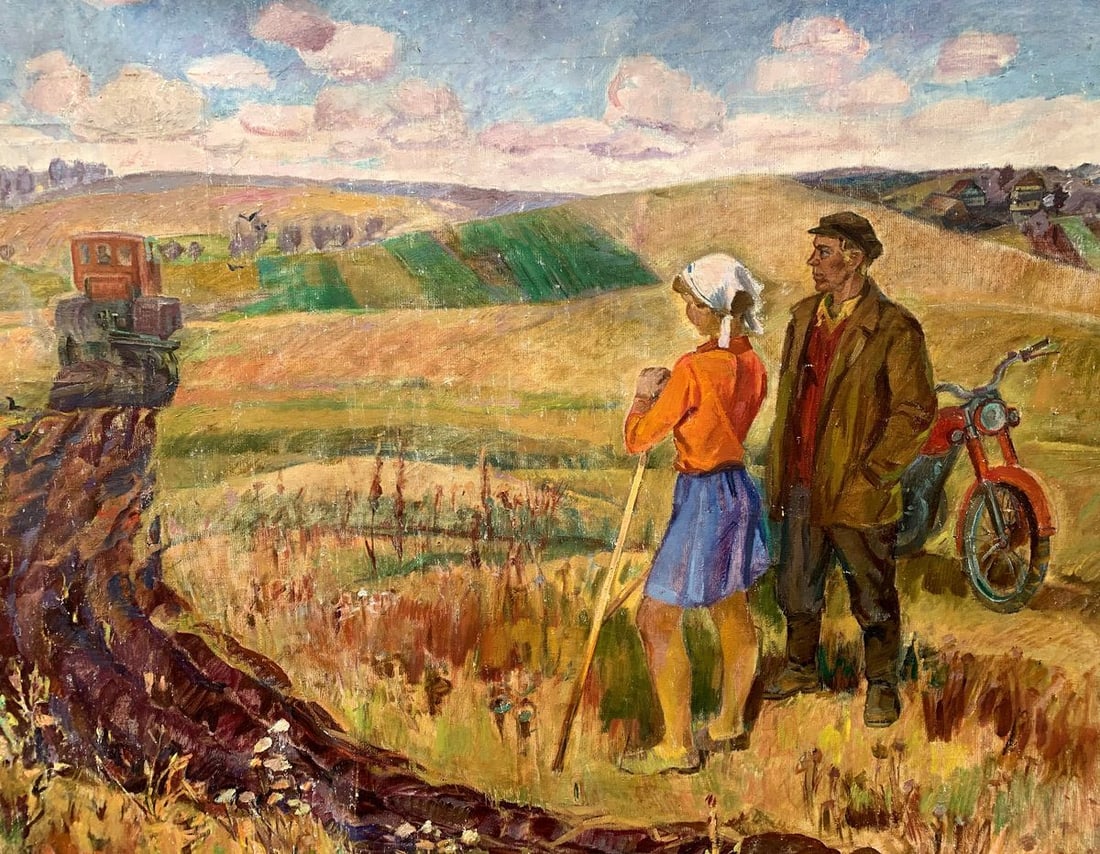 Social realism oil painting Days on the field Barinova-Kuleba Vera Ivanovna - 2