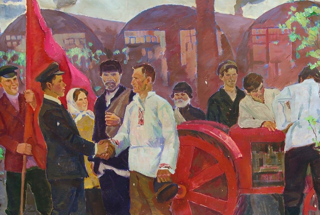 Oil painting The first tractor Pokulity Konstantin Ivanovich - 3