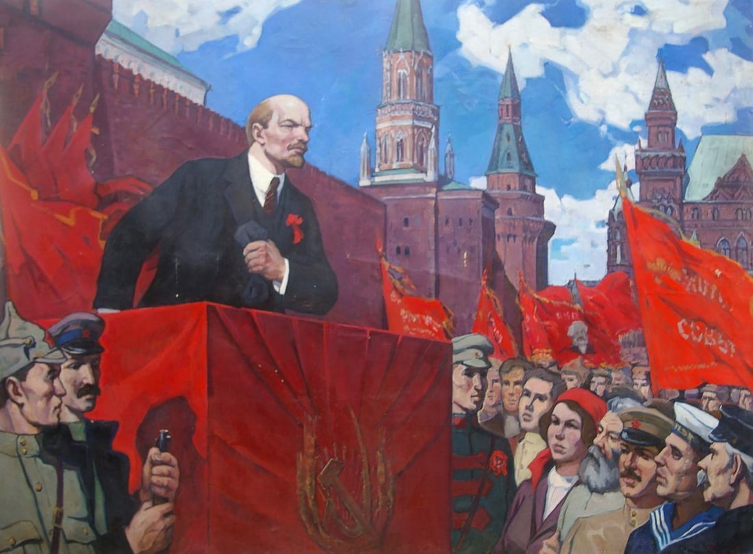 Oil painting Lenin's speech Rusin Arkady Viktorovich: No.Pol 102 *** ABOUT THIS PAINTING *** * TITLE: "Lenin's speech" * ARTISTS: Rusin Arkady Viktorovich * SIZE: 130x180 cm/'51.18x70.86 inches' * MEDIUM: oil, canvas * HAND PAINTED: Original painting fro