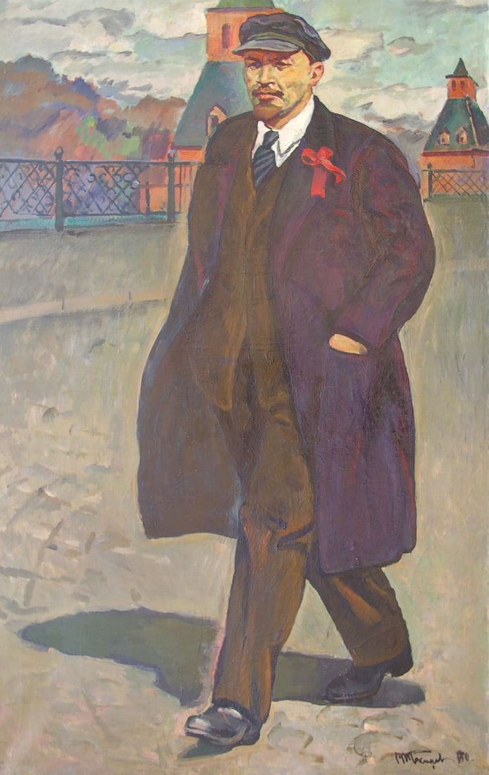 Oil painting Portrait of Lenin Tokarev Vyacheslav Vasilievich: No.Pol 108 *** ABOUT THIS PAINTING *** * TITLE: "Portrait of Lenin" * ARTISTS: Tokarev Vyacheslav Vasilievich * SIZE: 190x120 cm/'74.80x47.24 inches' * MEDIUM: oil, canvas * HAND PAINTED: Original
