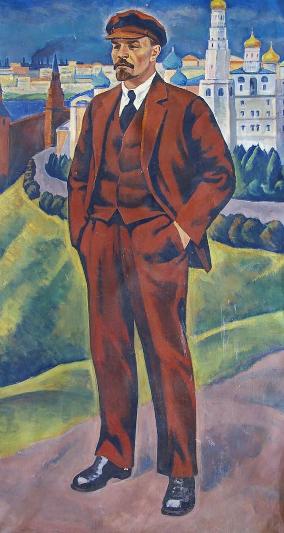 Oil painting Portrait of Lenin Tokarev Vyacheslav Vasilievich: No.Pol 110 *** ABOUT THIS PAINTING *** * TITLE: "Portrait of Lenin" * ARTISTS: Tokarev Vyacheslav Vasilievich * SIZE: 200x110 cm/'78.74x43.30 inches' * MEDIUM: oil, canvas * HAND PAINTED: Original