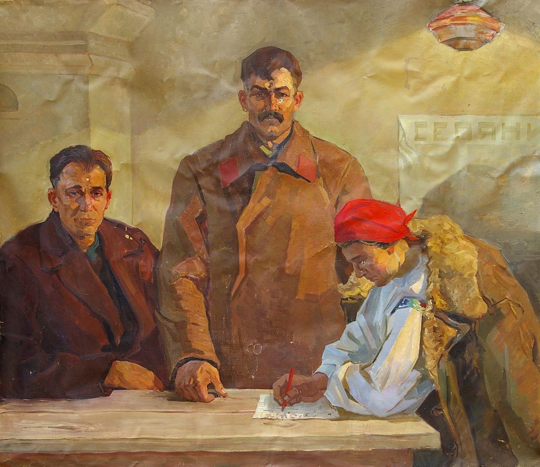 Oil painting The first Shinkarenko Stanislav Gavriilovich: No.Pol 125 *** ABOUT THIS PAINTING *** * TITLE: "The first" * ARTISTS: Shinkarenko Stanislav Gavriilovich * SIZE: 140x160 cm/'55.11x62.99 inches' * MEDIUM: oil, canvas * HAND PAINTED: Original paintin