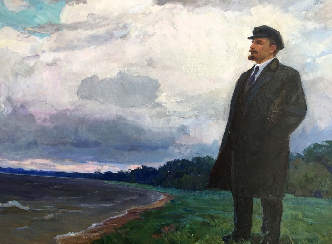 Oil painting Lenin in Spill Yudenko Lyudmila Vladimirovna: No.292 * TITLE: "Lenin in Spill" * ARTISTS: Yudenko Lyudmila Vladimirovna - very expensive painter * SIZE: 100x150 cm/'39.37x59.05 inches' * MEDIUM: oil, canvas * HAND PAINTED: Original painting from