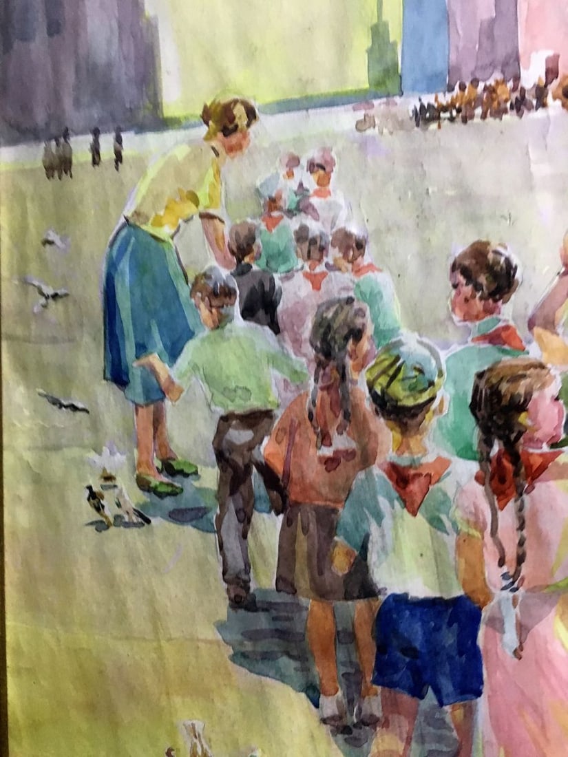 Watercolor painting Children on Red Square Alikberov V. - 6