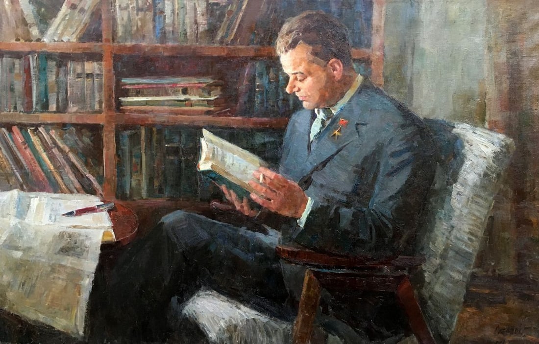 Oil painting Portrait of a man Sidorov Alexey Evdokimovich: No.759 *** ABOUT THIS PAINTING *** * TITLE: "Portrait of a man" * ARTISTS: Sidorov Alexey Evdokimovich * SIZE: 140.5x90.5 cm/'55.31x35.62 inches' * MEDIUM: oil, canvas * HAND PAINTED: Original paintin