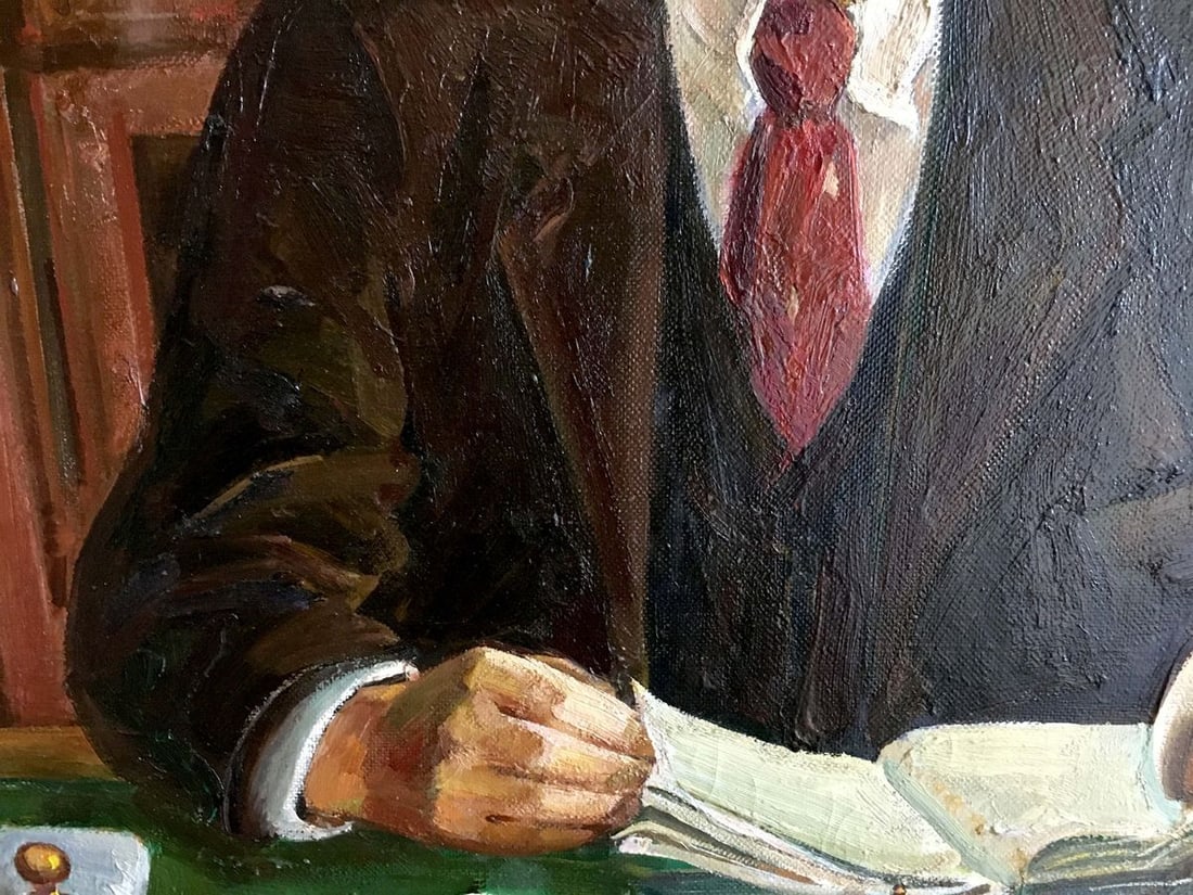 Oil painting Lenin at the table - 3