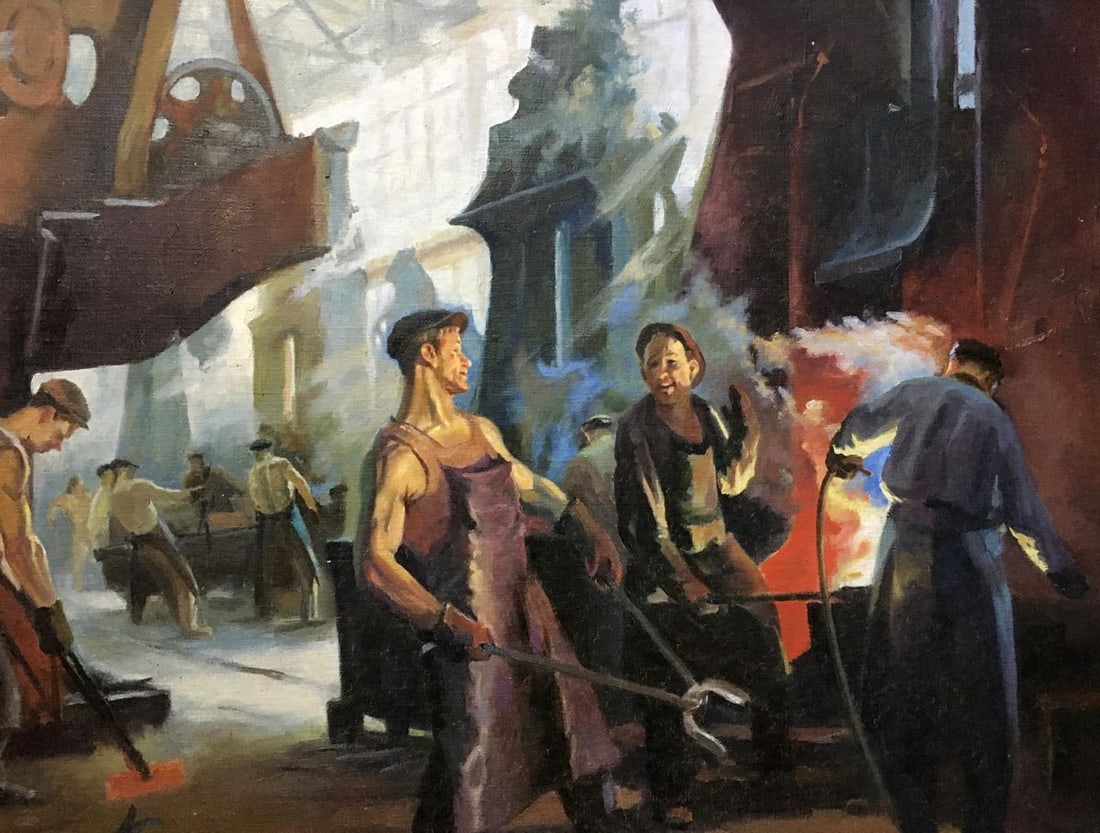 Oil painting Factory everyday life Vl. Tverdokhleb - 7