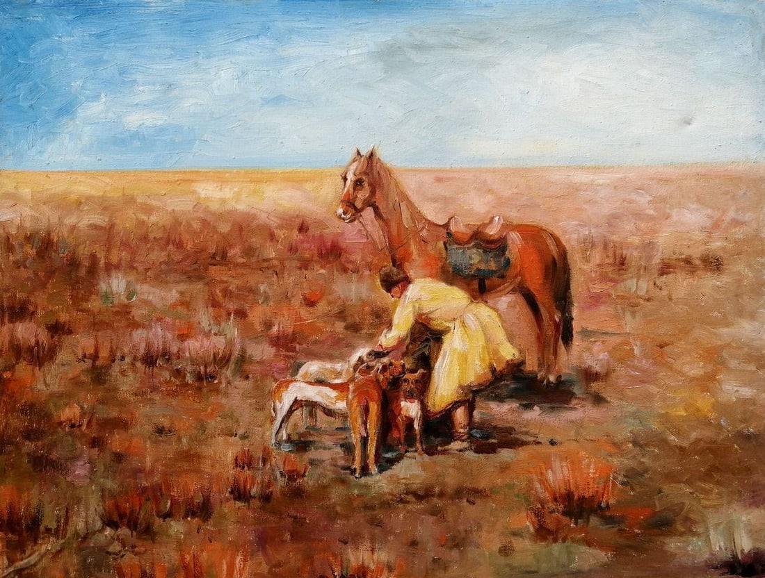 Social realism oil painting Soldier in the field Tymoshenko Alexey: No.1145 *** ABOUT THIS PAINTING *** * TITLE: "Soldier in the field" * ARTISTS: Tymoshenko Alexey * SIZE: 80x62 cm/'31.49x24.40 inches' * MEDIUM: oil, canvas * HAND PAINTED: Original painting from our