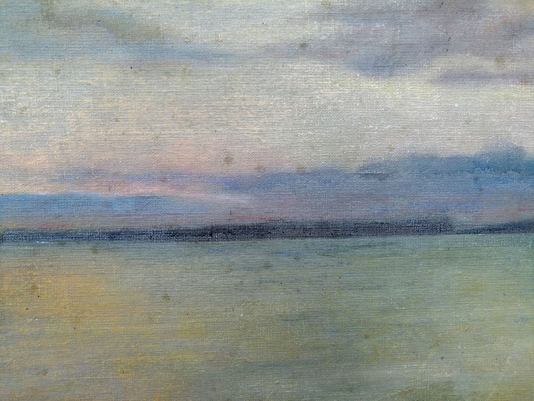 Social realism oil painting Lenin at the shore Unknown artist - 7