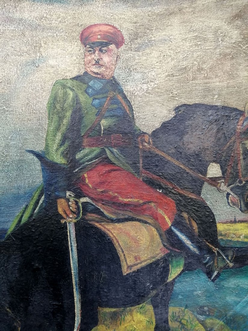 Social realism oil painting Kotovsky on horseback Unknown artist - 7