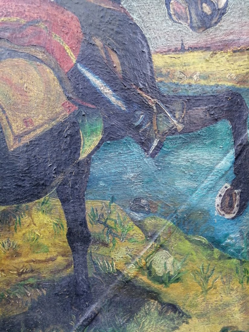 Social realism oil painting Kotovsky on horseback Unknown artist - 8
