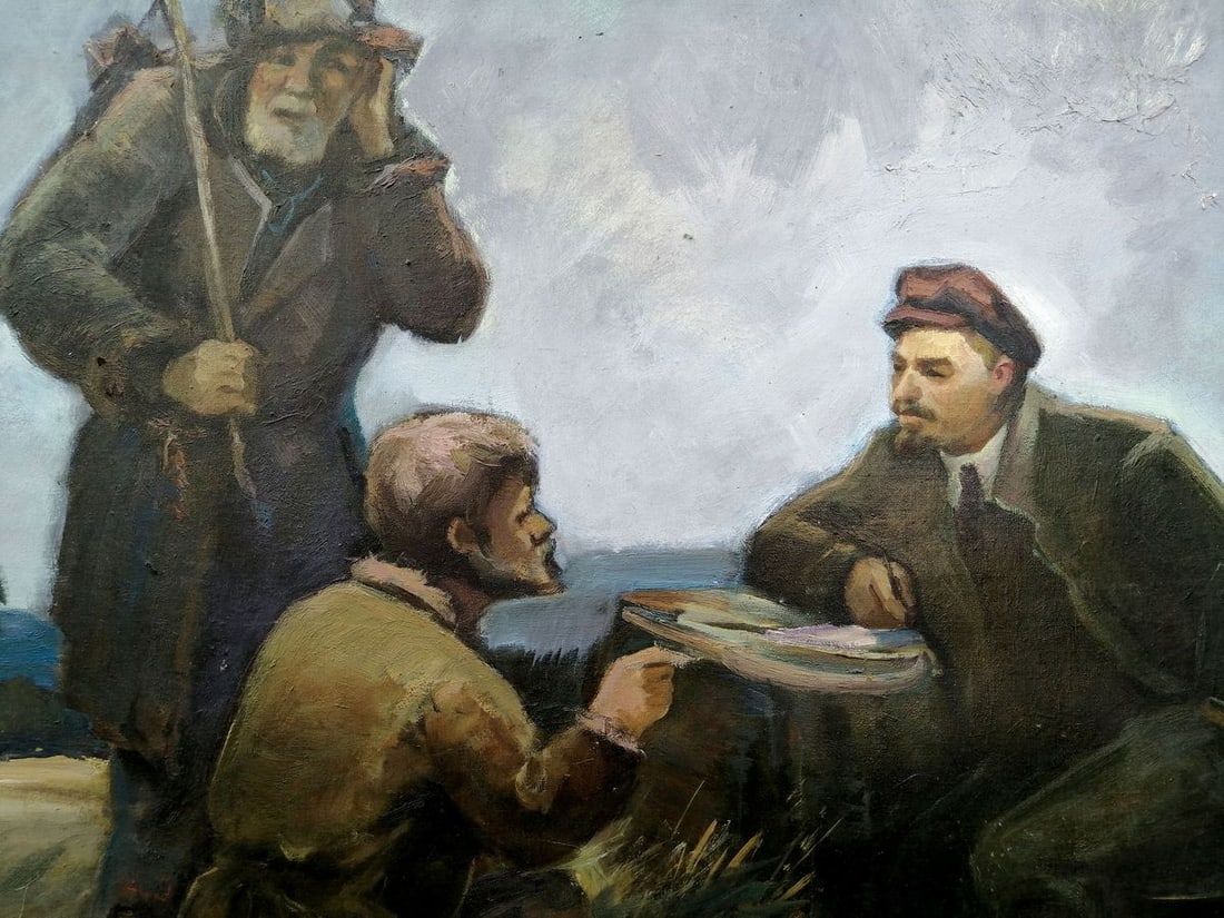 Social realism oil painting Lenin with the peasants Zheleznyy Aleksey Sergeyev - 3