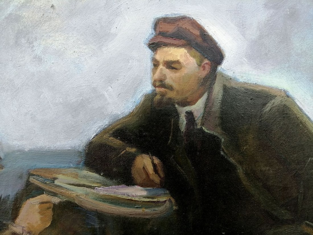 Social realism oil painting Lenin with the peasants Zheleznyy Aleksey Sergeyev - 7