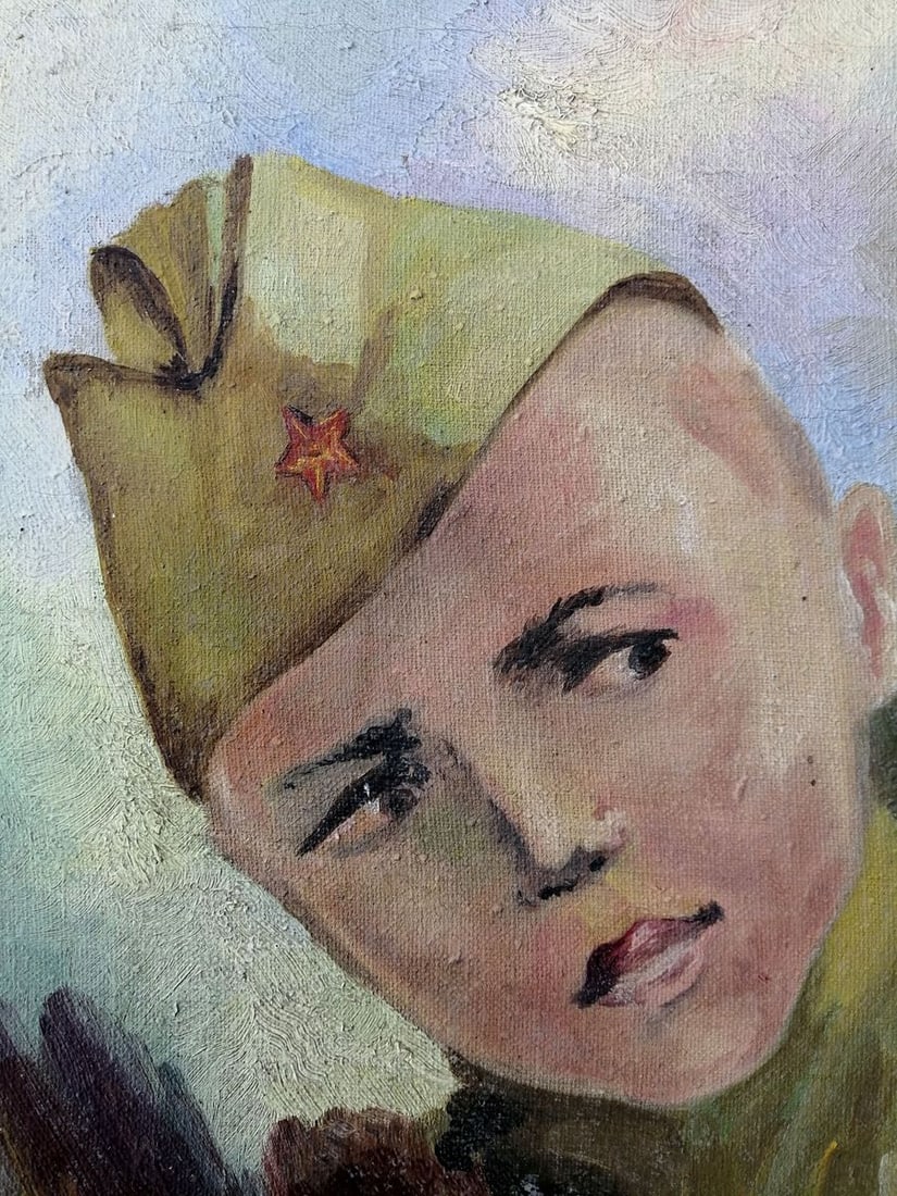 Social realism oil painting Young military Unknown artist - 3