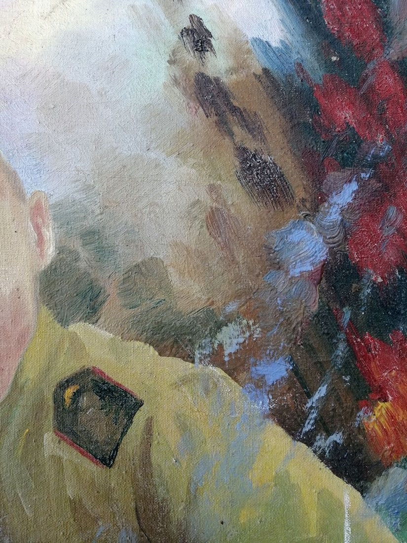 Social realism oil painting Young military Unknown artist - 4