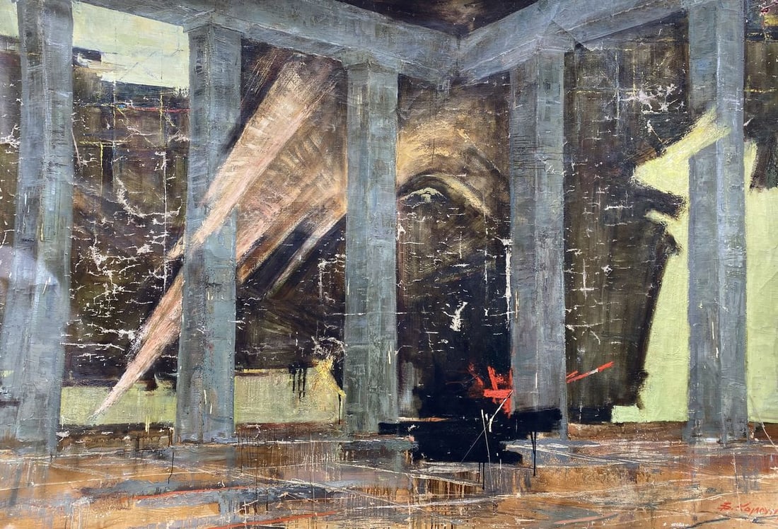 Oil painting Monument Vladimir Vasilievich Korsun: No.1165 *** ABOUT THIS PAINTING *** * TITLE: "Monument" * ARTISTS: Vladimir Vasilievich Korsun * SIZE: 200x300 cm/'78.74x118.11 inches' * MEDIUM: oil, canvas * HAND PAINTED: Original painting from our