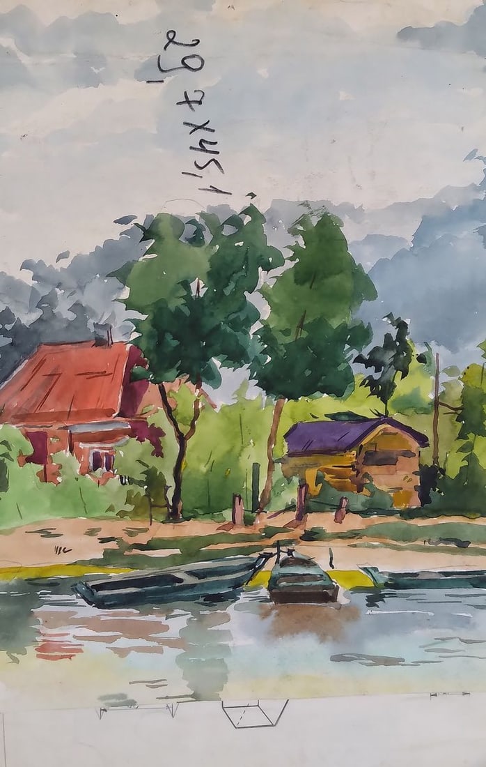 Social realism watercolor painting Soldier on the road Unknown author - 6