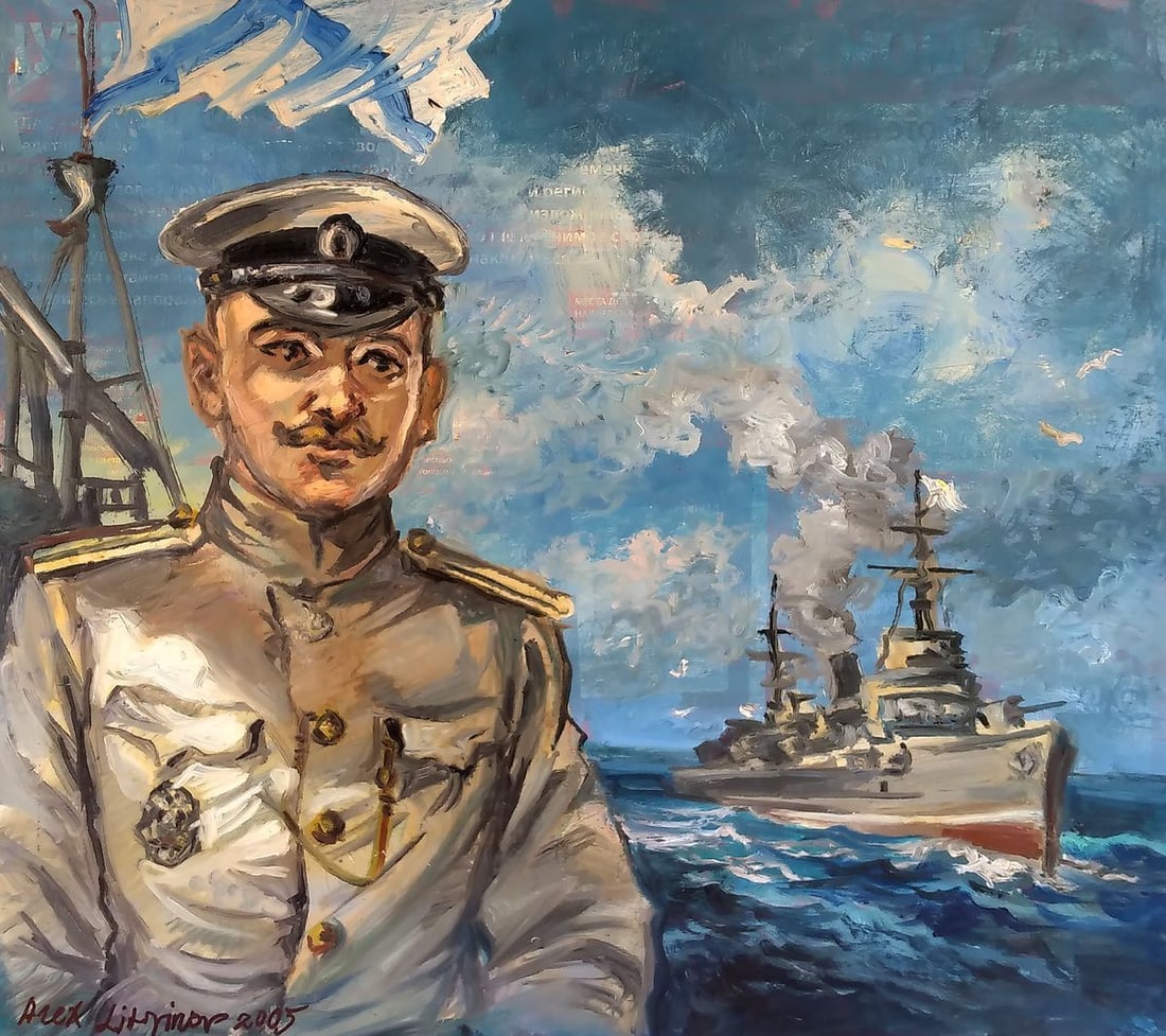 Social realism oil painting In the navy Alexander Arkadievich Litvinov: No.1197 *** ABOUT THIS PAINTING *** * TITLE: "In the navy" * ARTISTS: Alexander Arkadievich Litvinov * SIZE: 42.2x37 cm/'16.61x14.56 inches' * MEDIUM: oil, canvas * HAND PAINTED: Original painting fro