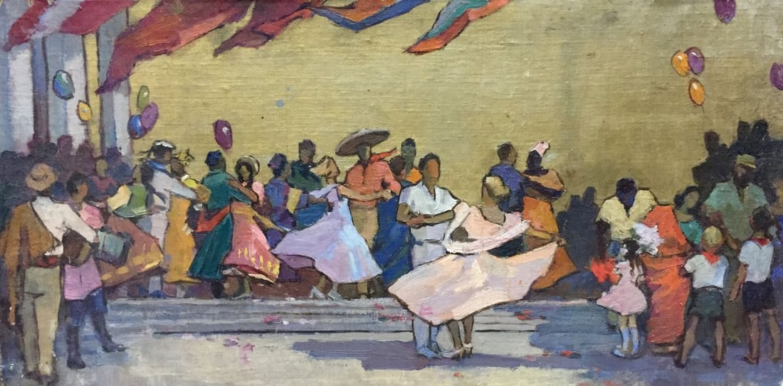 Oil painting Ball Konstantin Ivanovich Pokulity: No.Vern 95 *** ABOUT THIS PAINTING *** * TITLE: "Ball" * ARTISTS: Konstantin Ivanovich Pokulity * SIZE: 32x65 cm/'12.59x25.59 inches' * MEDIUM: oil, cardboard * HAND PAINTED: Original painting from ou