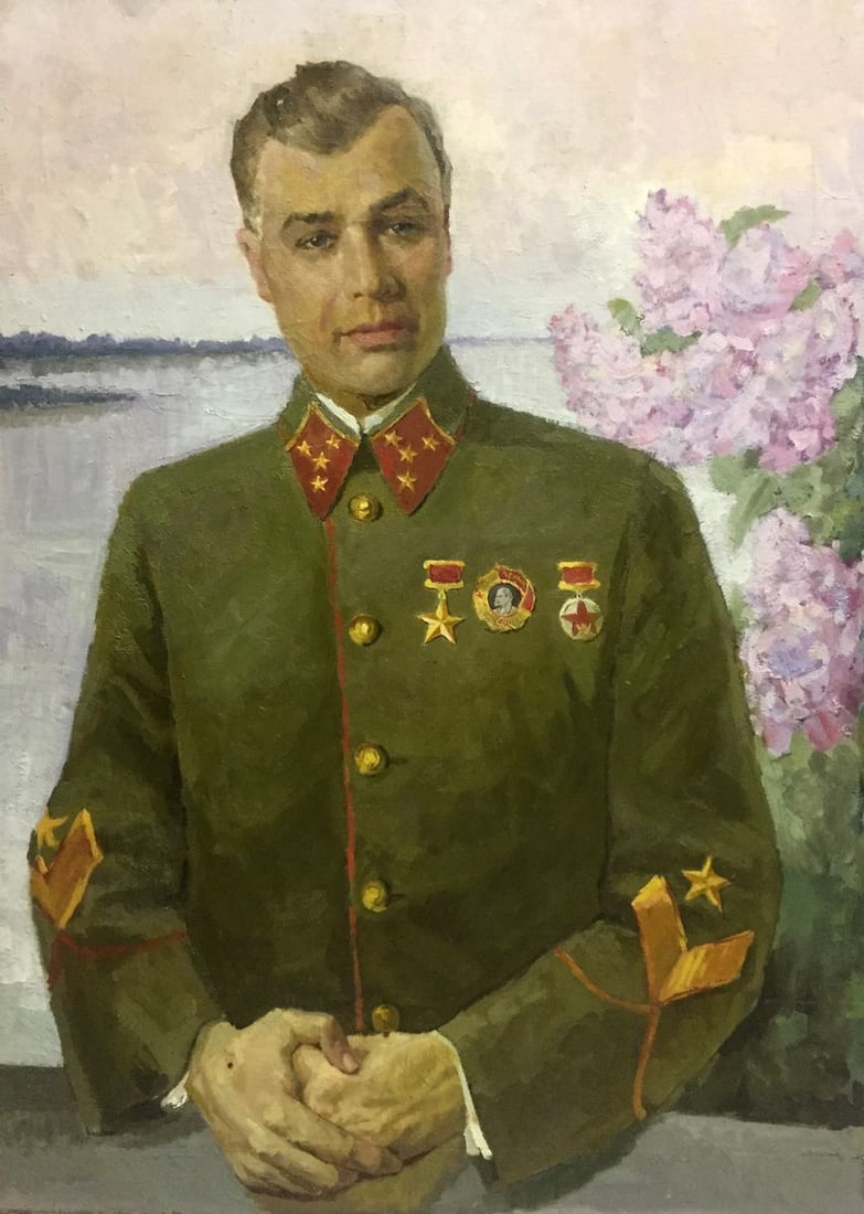 Oil painting Portrait of Kirponos M. Shirokov Anatoly Georgievich: No.Vern 253 *** ABOUT THIS PAINTING *** * TITLE: "Portrait of Kirponos M." * ARTISTS: Shirokov Anatoly Georgievich * SIZE: 110x80 cm/43.30x31.49 inches' * MEDIUM: oil, canvas * HAND PAINTED: Original 