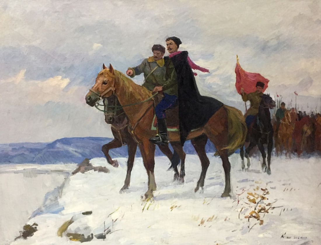 Oil painting Getmans Kogan-Shats Matviy Borysovych: No.Vern 259 *** ABOUT THIS PAINTING *** * TITLE: "Getmans" * ARTISTS: Kogan-Shats Matviy Borysovych * SIZE: 120x160 cm/47.24x62.99 inches' * MEDIUM: oil, canvas * HAND PAINTED: Original painting from 