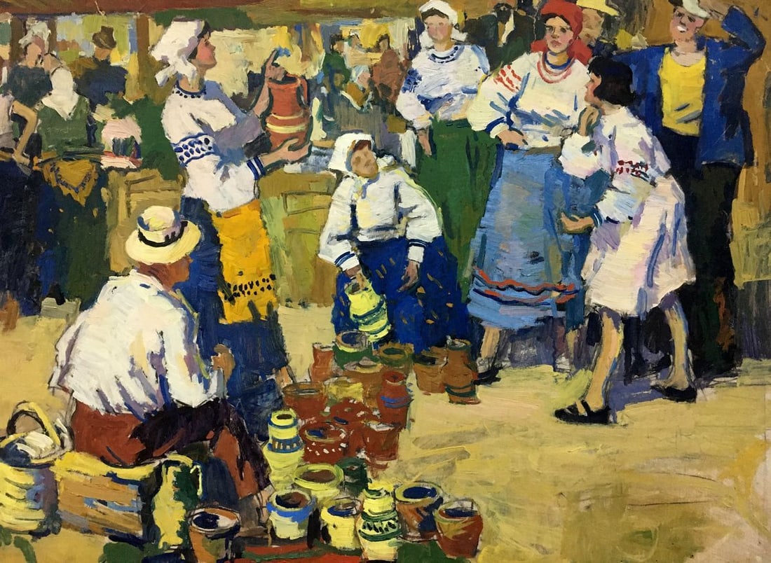 Oil painting On the market Pokulity Konstantin Ivanovich (1 of 10)