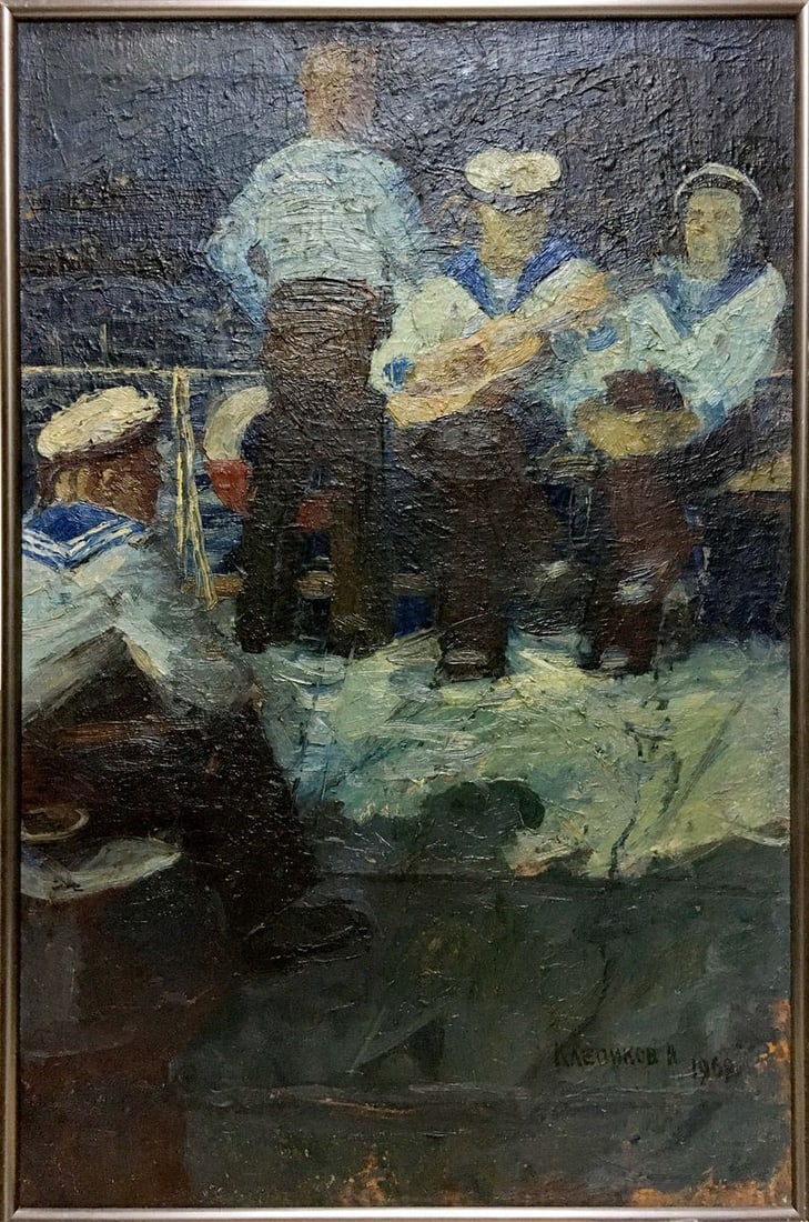 Oil painting Portrait of sailors Klepikov Nikolay Semenovich: No.Vern 470 *** ABOUT THIS PAINTING *** * TITLE: "Portrait of sailors" * ARTISTS: Klepikov Nikolay Semenovich * SIZE: 77x90.5 cm/'30.31x35.62 inches' * MEDIUM: oil, canvas * HAND PAINTED: Original