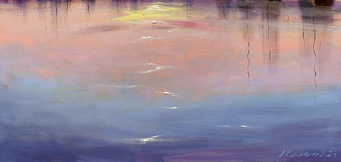 Oil painting Sunset at the Pier Olena Klimenko - 6