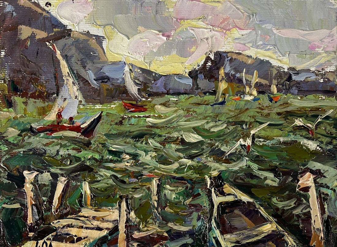 Oil painting Sailboats at sea Oleksiy Ivanyuk - 3