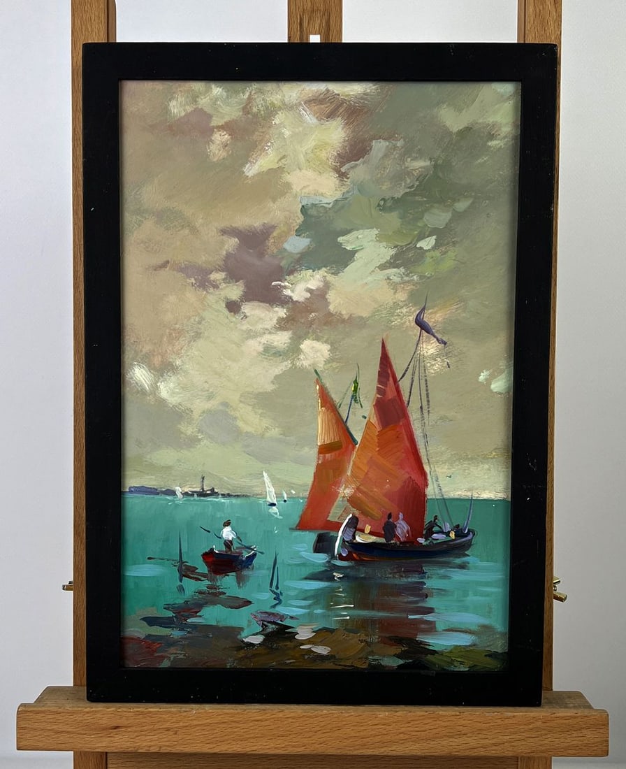 Oil painting Sailboat Sailing Out to Sea Yuriy Suprunchuk: No. AAA6352*** ABOUT THIS PAINTING **** TITLE: "Sailboat Sailing Out to Sea"* ARTISTS: Yuriy Suprunchuk* SIZE: 30x20 cm/11.81x7.87 inches'* MEDIUM: oil, hardboard* HAND PAINTED: Original painting from