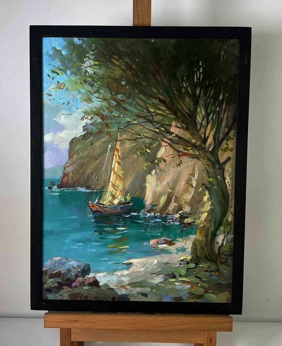 Oil painting Boats on the shore Yuriy Suprunchuk: No. AAA6103*** ABOUT THIS PAINTING **** TITLE: "Boats on the shore"* ARTISTS: Yuriy Suprunchuk* SIZE: 40x30 cm/15.74x11.81 inches'* MEDIUM: oil, hardboard* HAND PAINTED: Original painting from our col