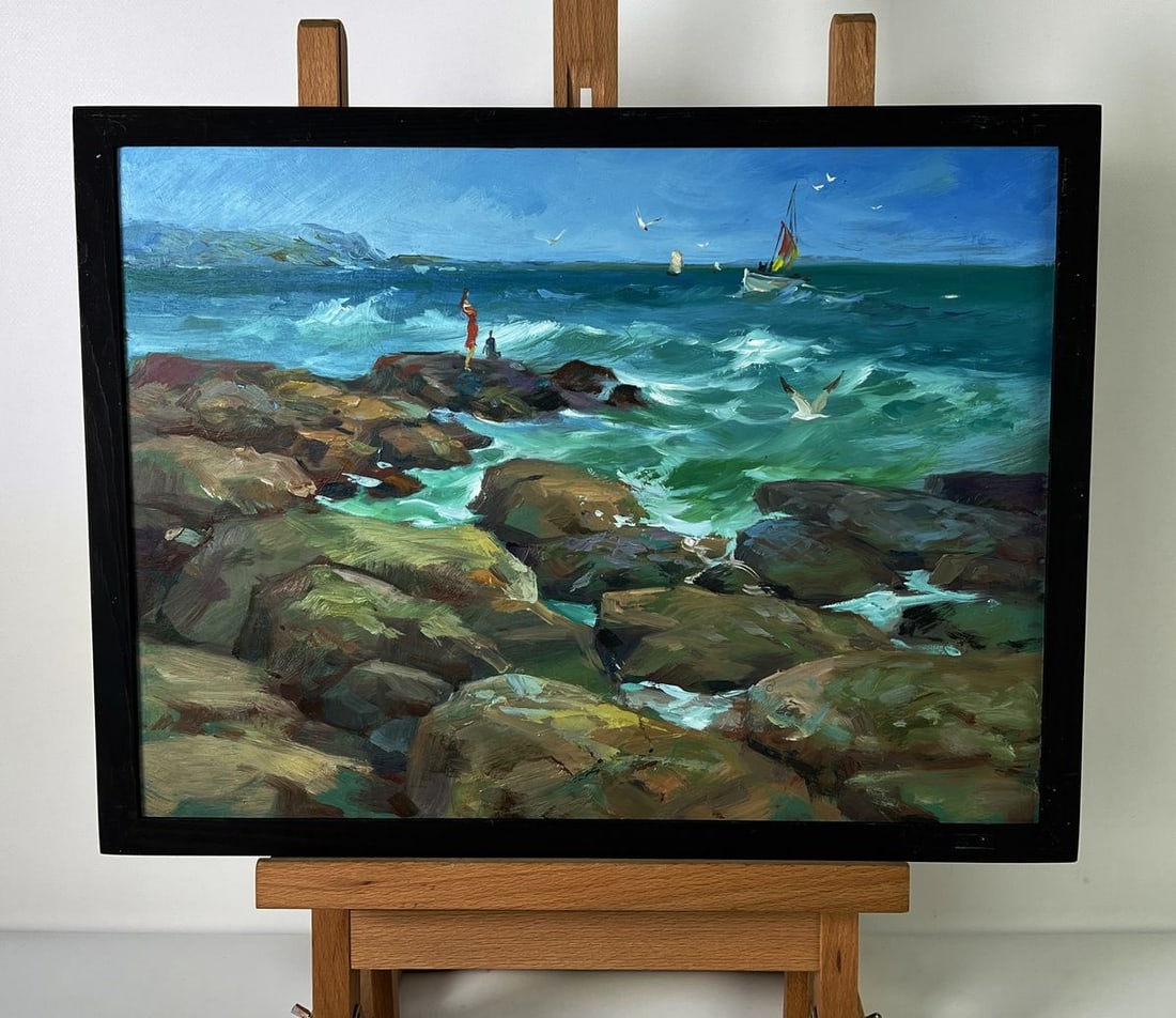 Oil painting Coastal sea waves Yuriy Suprunchuk: No. AAA6109*** ABOUT THIS PAINTING **** TITLE: "Coastal sea waves"* ARTISTS: Yuriy Suprunchuk* SIZE: 30x40 cm/11.81x15.74 inches'* MEDIUM: oil, hardboard* HAND PAINTED: Original painting from our coll