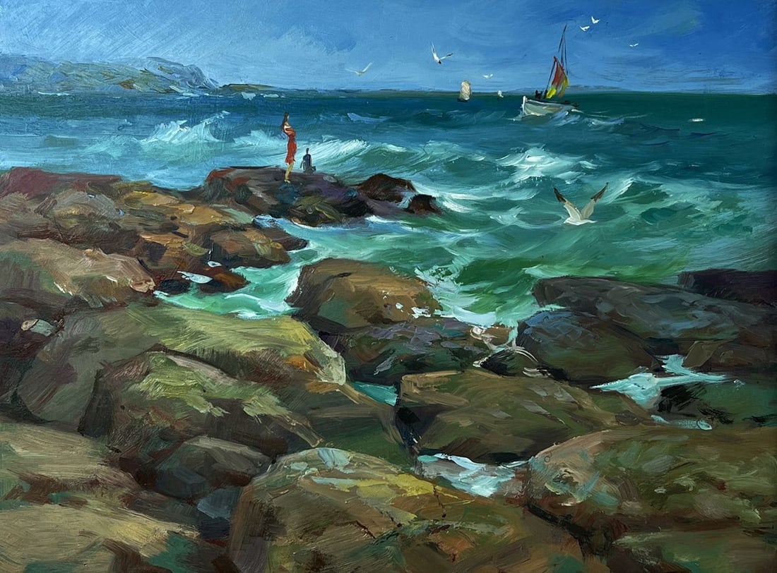 Oil painting Coastal sea waves Yuriy Suprunchuk - 3