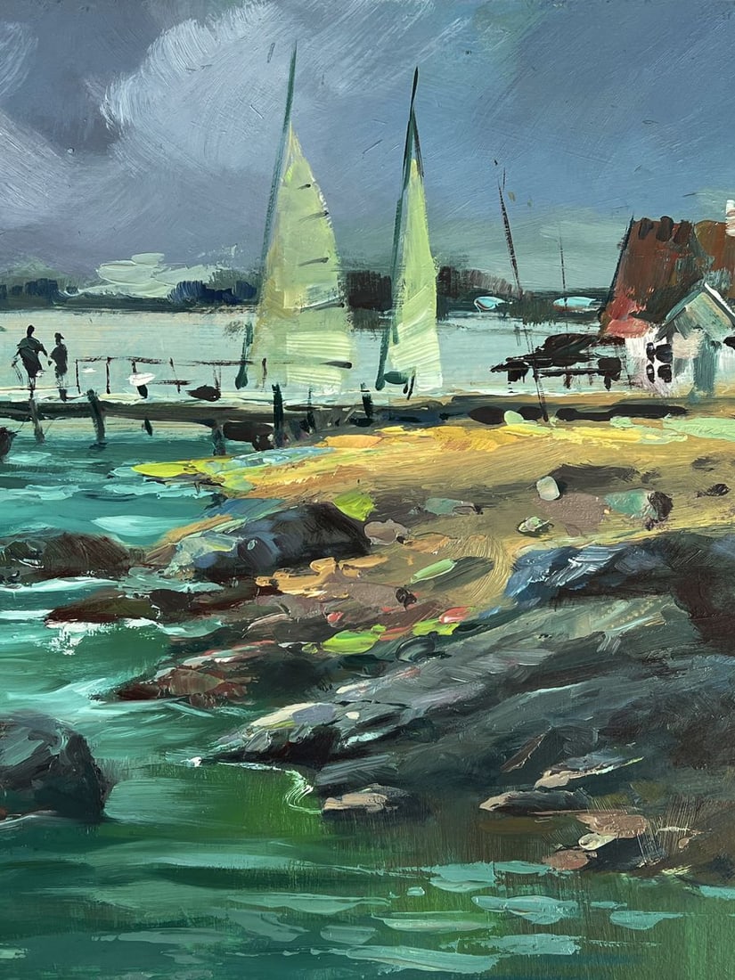 Oil painting Sea boats at the pier Yuriy Suprunchuk - 10