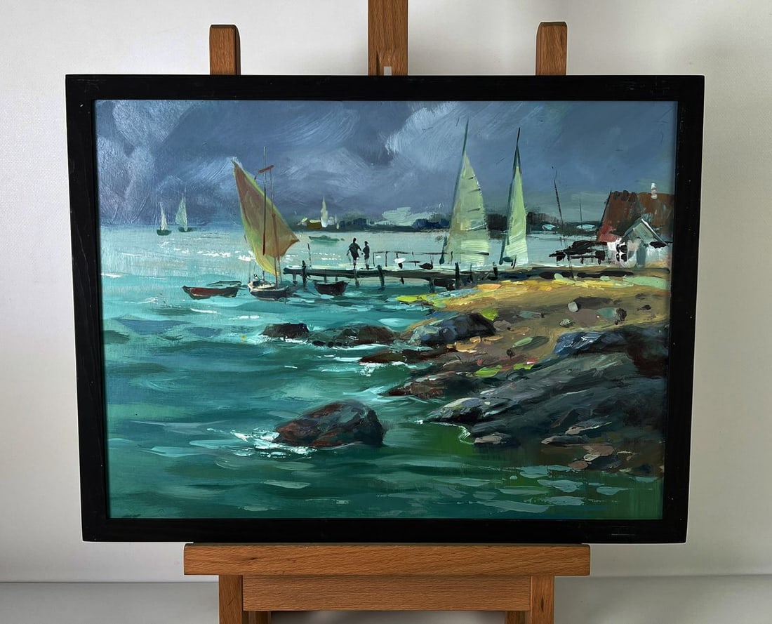 Oil painting Sea boats at the pier Yuriy Suprunchuk: No. AAA6134*** ABOUT THIS PAINTING **** TITLE: "Sea boats at the pier"* ARTISTS: Yuriy Suprunchuk* SIZE: 30x40 cm/11.81x15.74 inches'* MEDIUM: oil, hardboard* HAND PAINTED: Original painting from our 