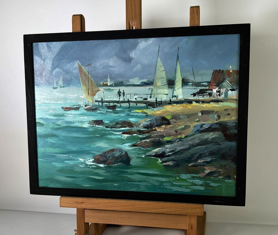 Oil painting Sea boats at the pier Yuriy Suprunchuk - 2