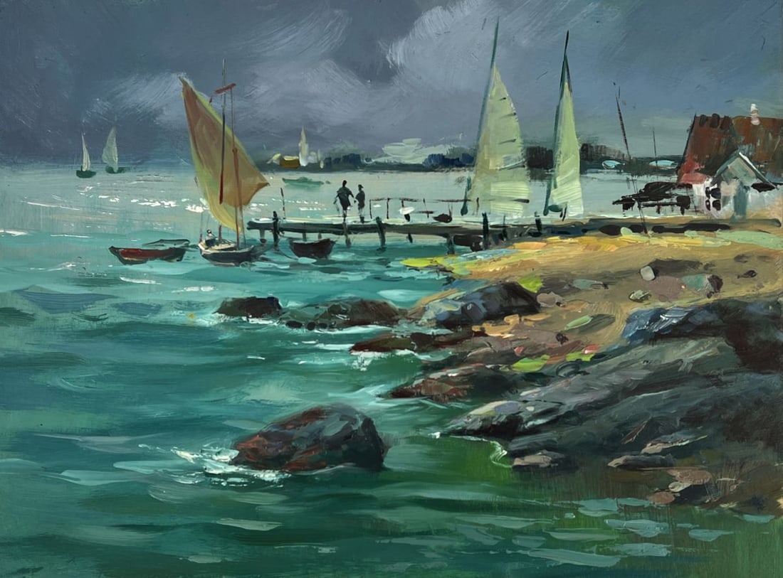 Oil painting Sea boats at the pier Yuriy Suprunchuk - 3