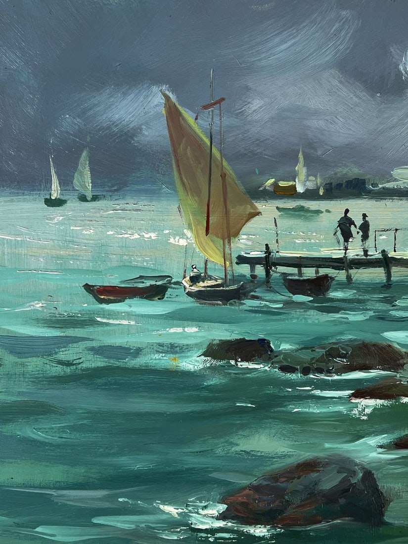 Oil painting Sea boats at the pier Yuriy Suprunchuk - 4