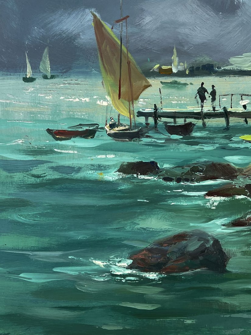 Oil painting Sea boats at the pier Yuriy Suprunchuk - 5